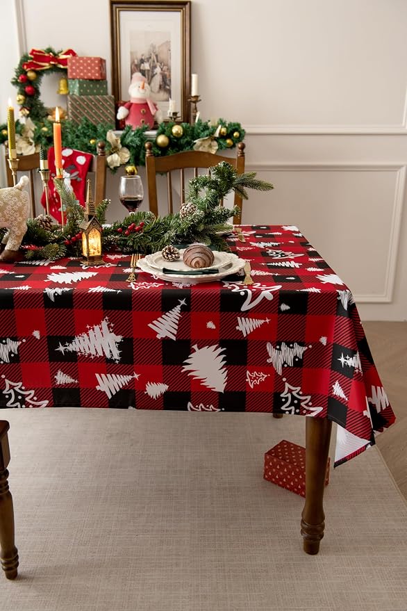 Gingham Xmas Tablecloth Fabric - Image 3