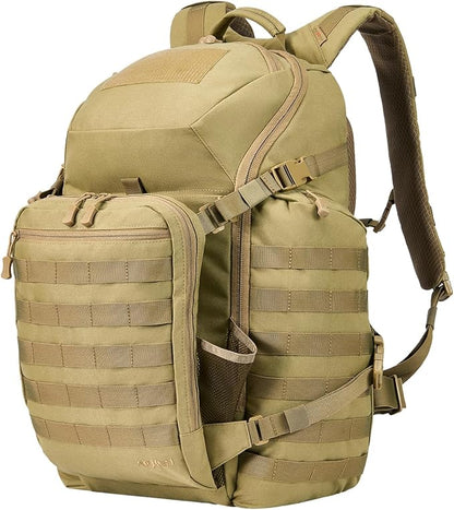 52L Tactical Backpack Military Molle Assault Pack - 3 Day Bugout Survival Rucksack, Hydration Compatible,Tan