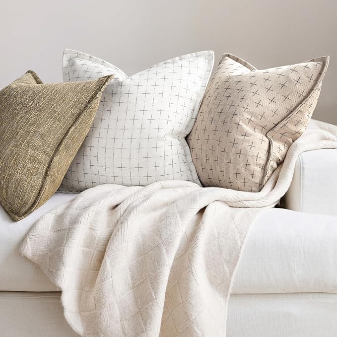 ZWJD Pillow Covers 26x26 Set of 2 Soft Polyester Textured Pillow Covers - Image 4