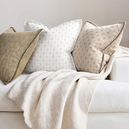 ZWJD Pillow Covers 26x26 Set of 2 Soft Polyester Textured Pillow Covers - Image 4