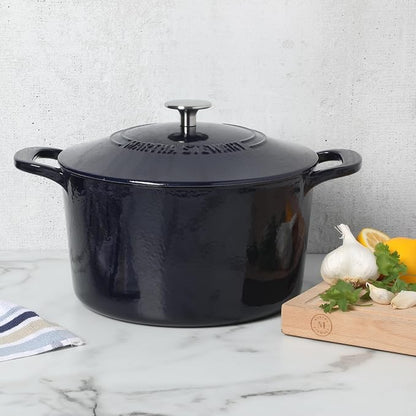 Martha Stewart Gatwick 7 QT Enamel Cast Iron Dutch Oven – Navy Blue, Heavy-Duty - Image 3