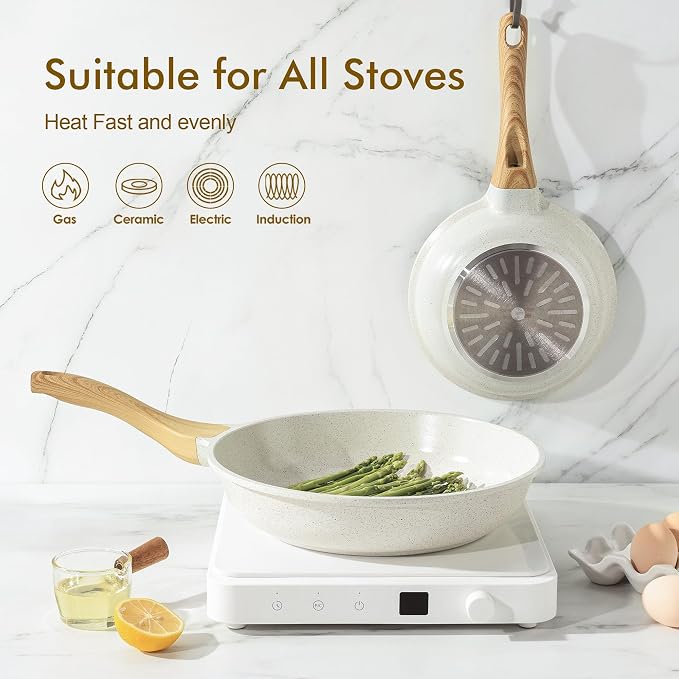 SENSARTE Nonstick Ceramic Frying Pan Skillet, 10 Inch Omelet Pan, Healthy Non - Image 3
