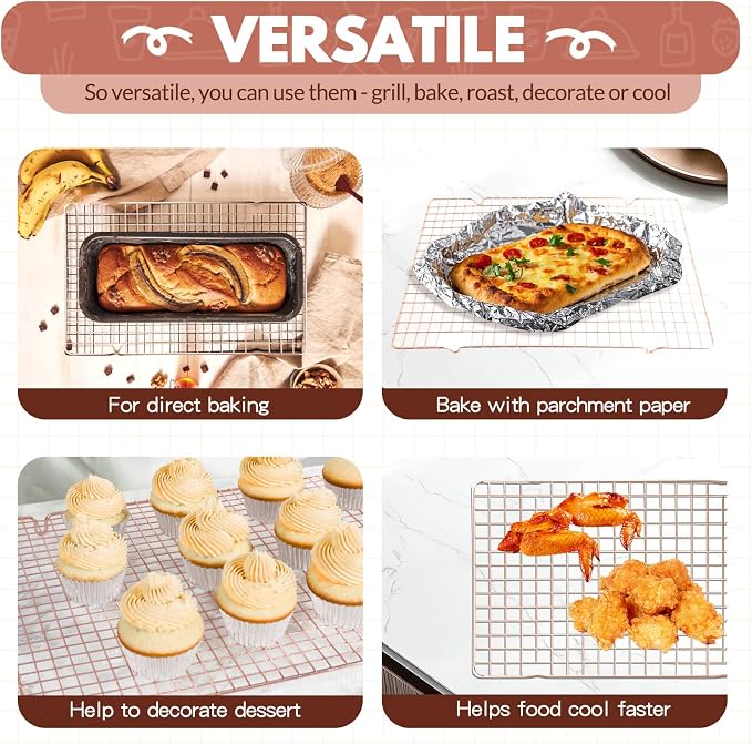 2 PCS Cooling Racks for Cooking and Baking, 15x10 Inches Stainless Steel - Image 3