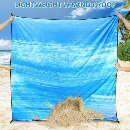 WIWIGO Beach Blanket Waterproof Sandproof Beach Mat 79" X 83"/10'x9'for 2-8 - Image 5