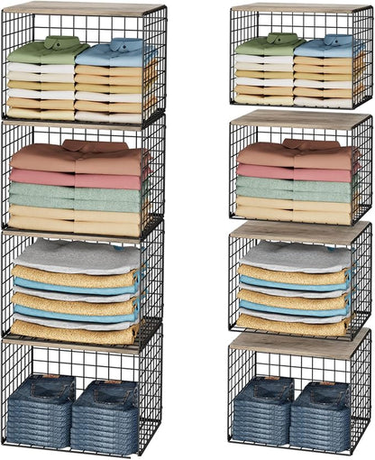4PCS Wider Closet Organizers and Storage, Stackable Closet Shelf Organizer by Cidaziya