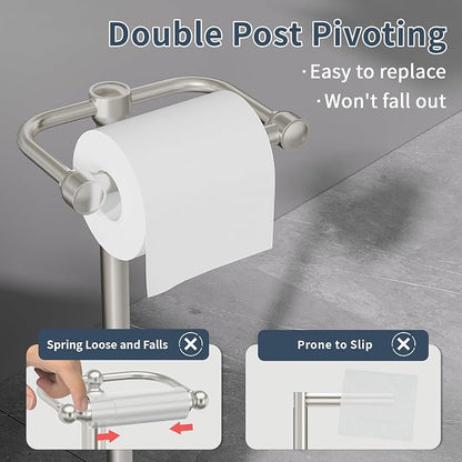 RARXTR Toilet Paper Holder Stand, Post Pivoting Design Free Standing Toilet - Image 3