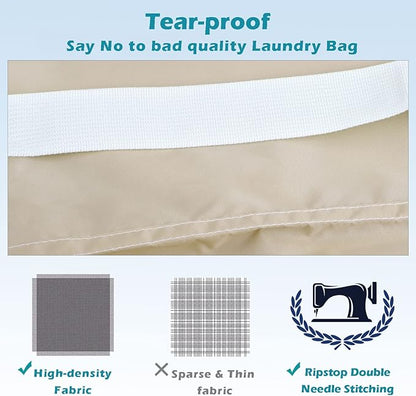 Heavy Duty Laundry Bag 2 Pack XL Nylon Laundry Bags with Straps, Washable Large Dirty Clothes Organizer with Drawstring Closure, Travel Washing Bag Fit a Laundry Hamper or Basket