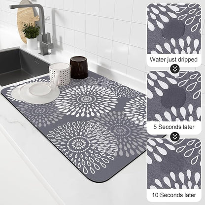 LuxStep Dish Drying Mat Super Absorbent Kitchen Counter Mat Rubber Backing - Image 4