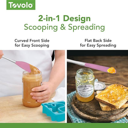 Tovolo Jar Spatula Silicone Long Stainless Steel Handle Scraper Spatula Pink - Image 4