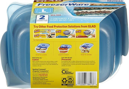 Glad Gladware Freezerware Food Storage Containers, Large Rectangle Holds 64 - Image 3