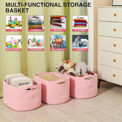 Storage Baskets for Organizing Shelves, Woven Cotton Rope Baskets for Storage - Image 4