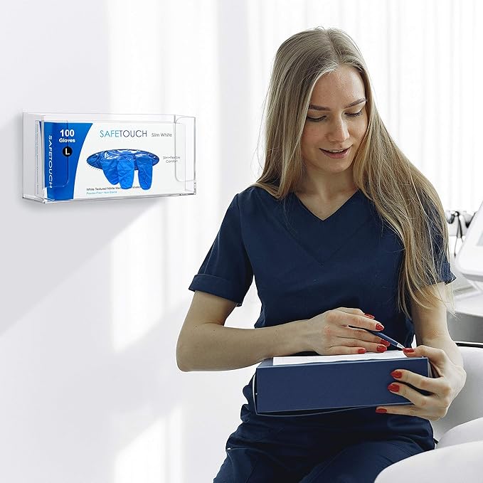 Amazing Abby Acrylic Glove Box Holder, Wall-Mounted Glove Dispenser, Floating Glove Box Organizer, Small Size (for 1 Box), 10.5" W x 5.0" H x 3.5" D (Mounting Hardware Included)