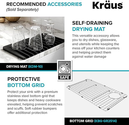 KRAUS Kitchen Sink Bellucci 29” Undermount Workstation Granite, Metallic Gray, Accessories, KGUW2-30MGR