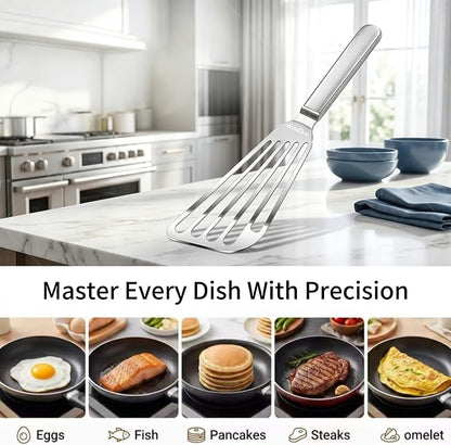 KSENDALO Thin Fish Spatula Stainless Steel -Flexible Slotted Egg Flipper - Image 2