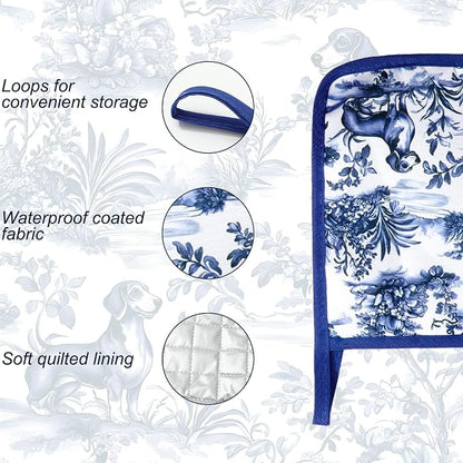 FYSUIMU 4Pcs Chinoiserie Dachshund Oven Mitts and Pot Holders Set Heat - Image 3
