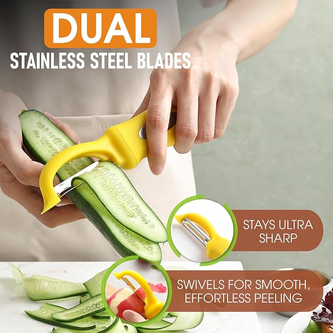 Spring Chef Premium Stainless Steel Yellow Swivel Potato Peelers - Image 2