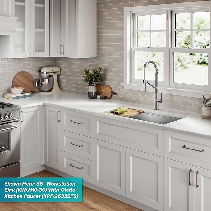 KRAUS Kore 27-Inch Undermount Workstation 16 Gauge Single Bowl Stainless Steel Kitchen Sink with Accessories, KWU110-27