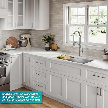 KRAUS Kore 28-Inch Undermount Workstation 16 Gauge Single Bowl Stainless Steel Kitchen Sink with Accessories, KWU110-28