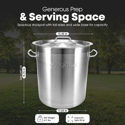 GasOne Stainless Steel Stockpot – 20qt Stock Pot - Image 3