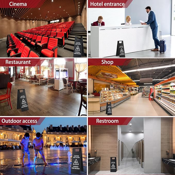 8 Pcs 24 Inch Stainless Steel Wet Floor Sign 8.8 Pound Caution Wet Floor Sign - Image 5