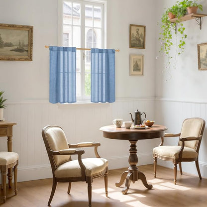 YoungsTex Denim Blue Linen Curtains 36 Inch Length - Image 2