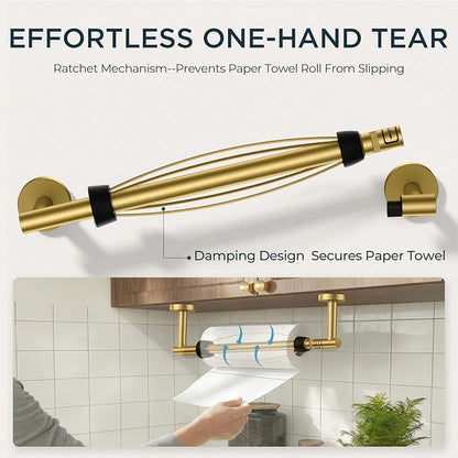 FORIOUS Paper Towel Holder Under Cabinet, SUS304 Wall Mounted Commercial Paper - Image 3