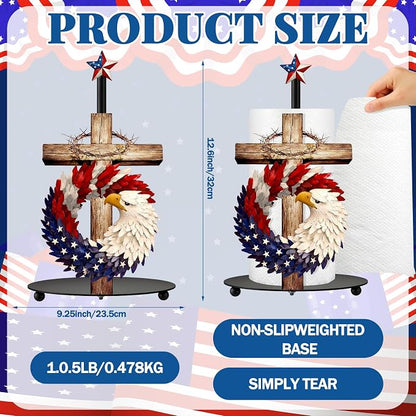Thyle 4th of July Patriotic Paper Towel Holder, Metal Countertop Stand - Image 3