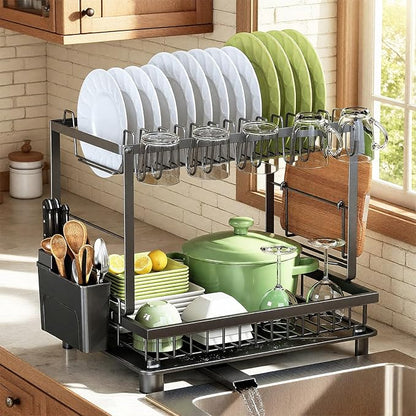 Dish Drying Rack, 2 Tier Space-Saving Dish Rack by Nfnoyp