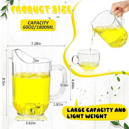 Tessco for you 12 Pcs Plastic Pitchers 60 Ounce Clear Restaurant Jug Large - Image 2
