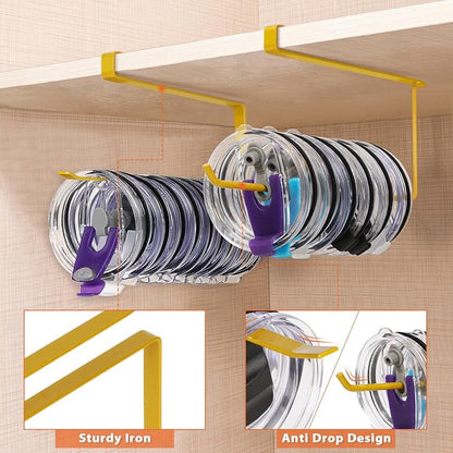 2 Pack Tumbler Lid Organizer, Horizontal Tumbler Lid Storage Hook Up to 20 Lids - Image 4