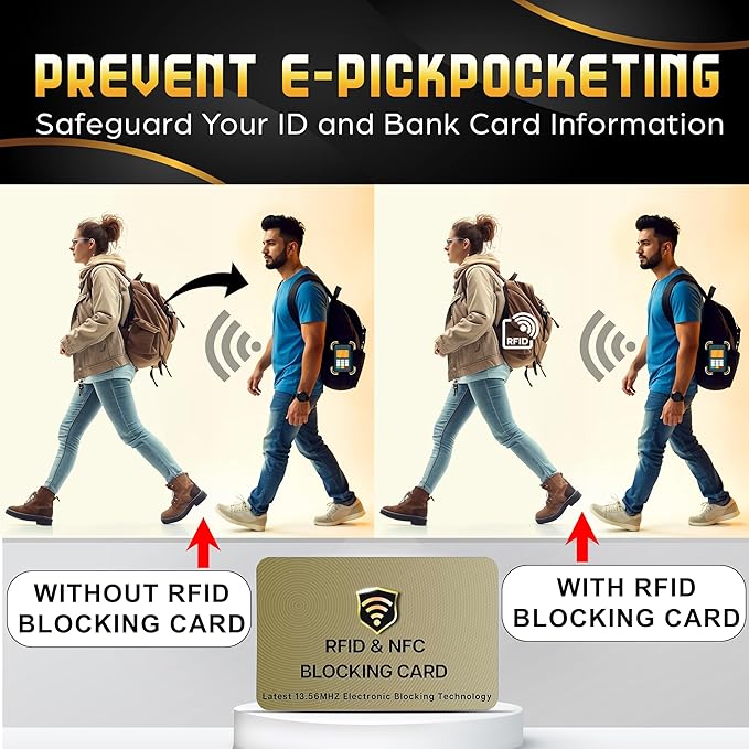 SaiTech IT 20 Pack RFID Cards One Card Protects Entire Wallet Purse For Men & Women, Contactless Bank Debit Credit Card Protector ID ATM Guard Card – Golden