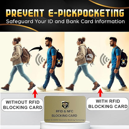 SaiTech IT 20 Pack RFID Cards One Card Protects Entire Wallet Purse For Men & Women, Contactless Bank Debit Credit Card Protector ID ATM Guard Card – Golden