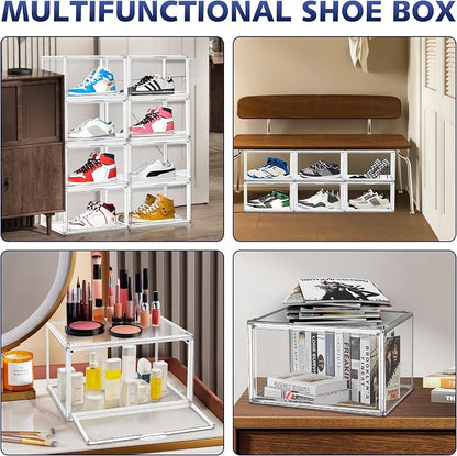 12 Pack Shoe Organizer Clear Plastic Stackable Shoe Storage Boxes - Image 6
