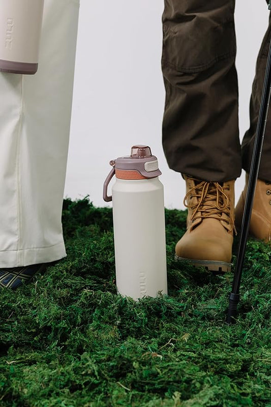 ZULU Powerfill Pro 40oz Stainless Steel Water Bottle with Quick Fill Lid, Triple Walled Vacuum Insulated Metal, Leak Proof Locking Lid, Sip and Chug, Reusable BPA Free, Driftwood