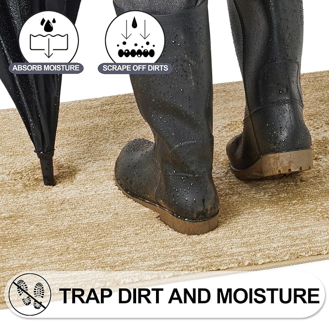 REFETONE Indoor Doormat, Front Door Mat 32"x48" Absorbent Rubber Backing Non - Image 4