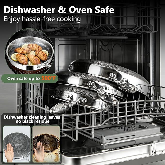 Non Stick Frying Pans, 8-inch Hybrid Frying Pans Nonstick Stainless Steel - Image 7