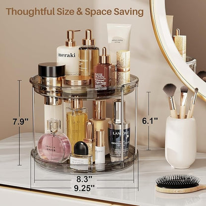 LAMU 2 Pack 2 Tier Lazy Susan Turntable Organizer 9.25'' Rotating Spice Rack - Image 3