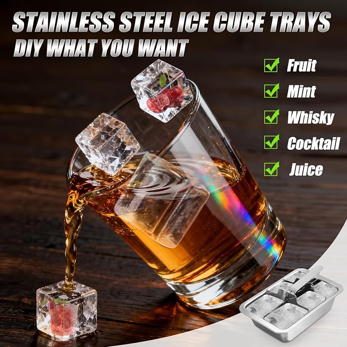 Ice Cube Trays, 3 Pack Large 6-cube Stainless Steel Ice Cube Trays - Image 4