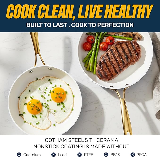 Gotham Steel 12 Pc Ceramic Cookware Set Nonstick, Ceramic Pots and Pans Set Non - Image 4