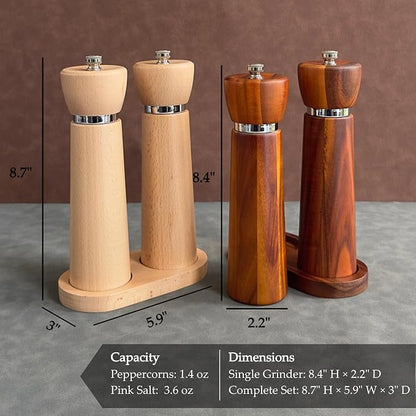 TLYSXPRO Wooden Salt and Pepper Grinder Set – Refillable Salt and Pepper Mill - Image 9