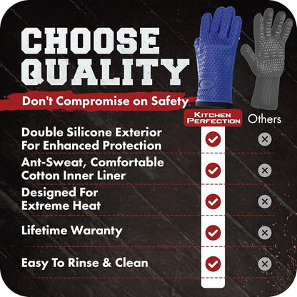 KITCHEN PERFECTION XL Silicone Smoker Oven Gloves-Extreme Heat Resistant BBQ - Image 8