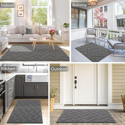 hicorfe Front Door Mat Outside Entrance, Stain and Fade Resistant, Non Slip - Image 2