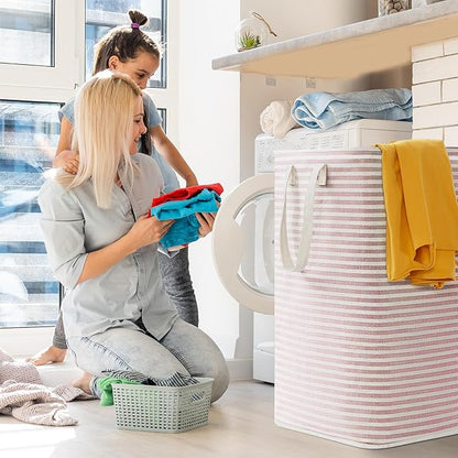 Lifewit 2 Pack Laundry Hamper Large Collapsible Laundry Baskets, Freestanding Waterproof Clothes Hamper with Easy Carry Handles in Laundry Room Bedroom Bathroom College Dorm for Adults, Pink, 2 x 80L