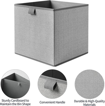 Storage Baskets, 11.8-Inch Woven Fabric Bins, Storage Cubes - Image 5