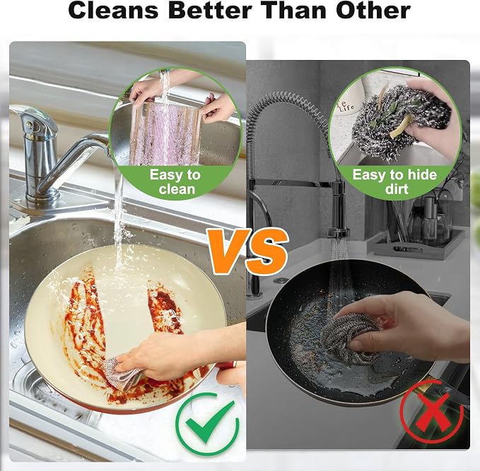 10pcs Non Scratch Wire Dishcloth Multipurpose Wire Dishwashing Rag - Image 2