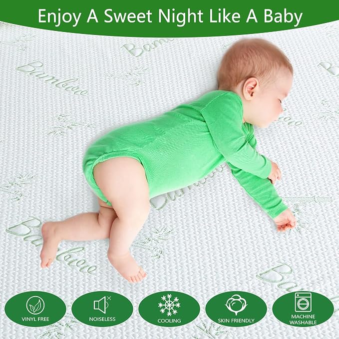 GOONIK King Mattress Protector, Breathable Bamboo Viscose Waterproof King Size - Image 4