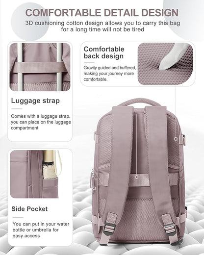 coowoz Travel Backpack Carry On for Women Man Gym Backpacks with Laptop Compartment Mochila de Viaje Teacher Personal Item Backpack Rucksack Airplane Accessories Must Haves Lotus Pink Small