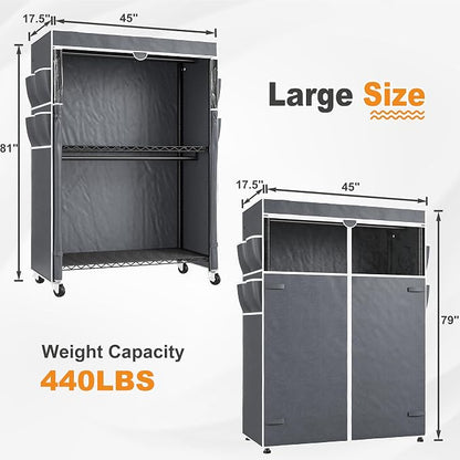 Raybee Clothes Rack with Cover, Portable with Wheels and Adjustable Feets - Image 4