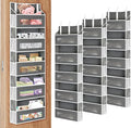 3 Packs 5-Tier Over the Door Storage Organizer with 10 Side Mesh Pockets, 48 lbs Load Capacity, 3 Hooks Design, Hanging Organizer with Clear Windows for Bathroom, Bedroom, Nursery, Kitchen-Grey