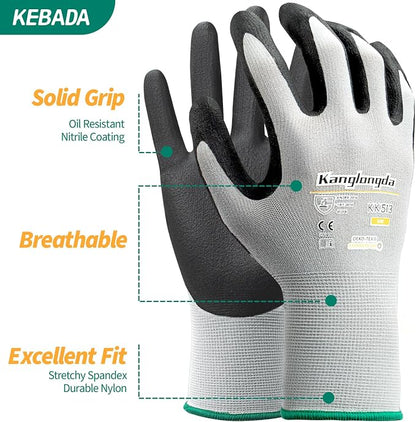 6-Paris XXL Work Gloves for Men and Women, Nitrile Coated Safety Protective - Image 2
